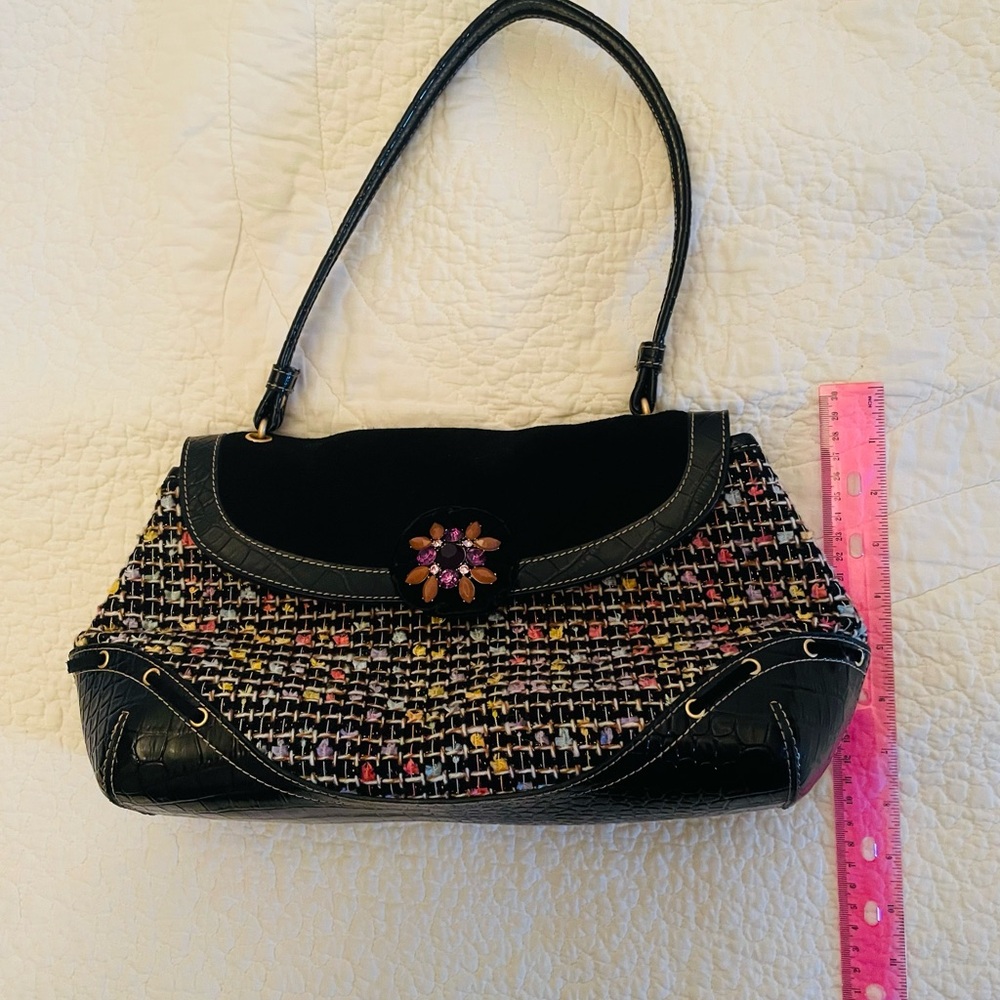 Liz Claiborne Black and Multicolor Tweed Shoulder Bag - Picture 3 of 8